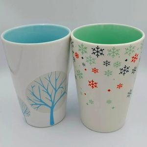 David's Tea The Perfect Tea Mugs Winter White Trees Christmas Snowflakes